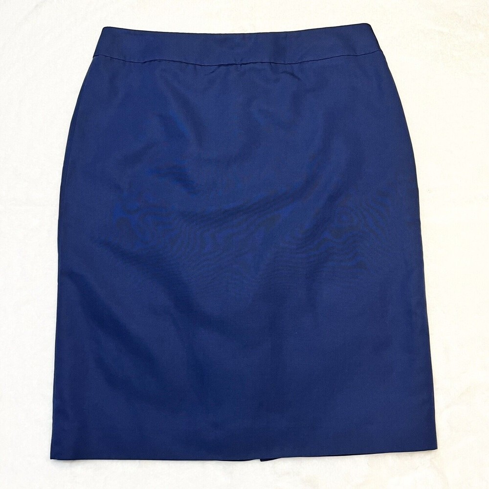 Armani Collezioni Blue Pencil Skirt Cotton Silk Blend Sz 6 Career Designer